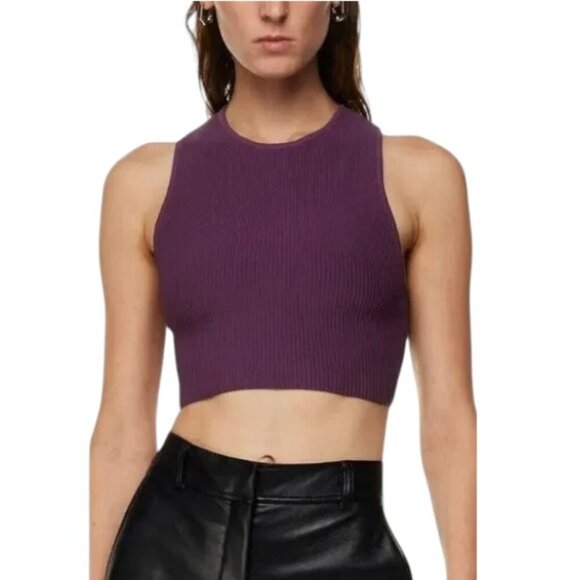 Aritzia Babaton Sculpt Knit Cropped Tank In Dewberry Purple Size 2XS - Picture 2 of 10